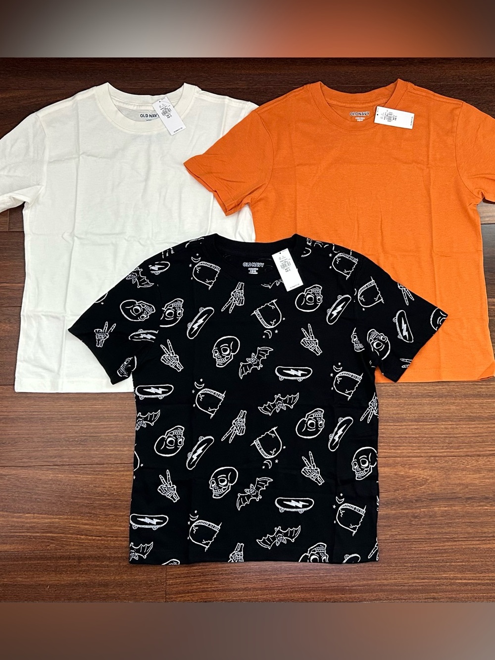 Old Navy Kids White, Orange & Black Short-Sleeve Tee Trio